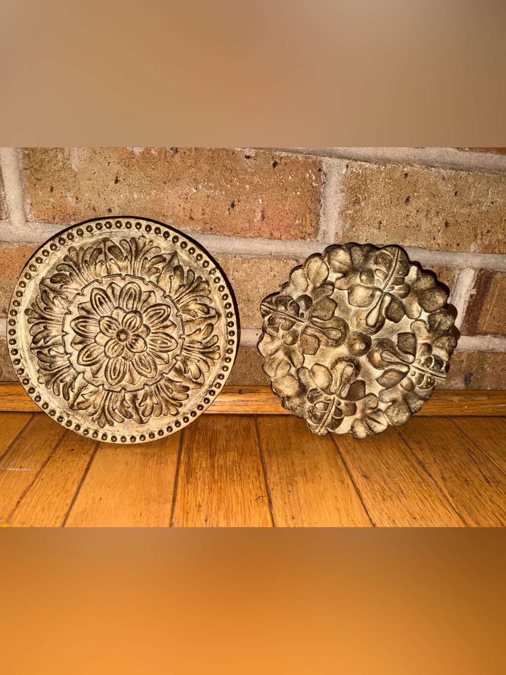 Decorative Gold Wall Plaques - Set of 2